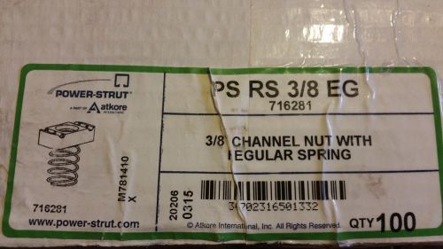 POWERSTRUT PS RS 3/8 EG UNISTRUT CHANNEL SPRING NUTS 3/8&#034; BOX OF 90 NEW