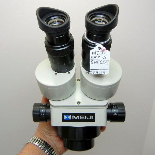 MEIJI TECHNO EMZ-5 Stereo Zoom Microscope SWF20X OR SWF10X Eyes EXCELLENT #304