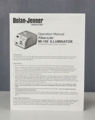 Dolan-Jenner Industries Fiber-Lite MI-150 Illuminator Operation Manual