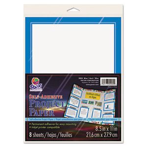 Self-Adhesive Project Paper, 8-1/2 x 11, White with Blue Border, 8/Pack