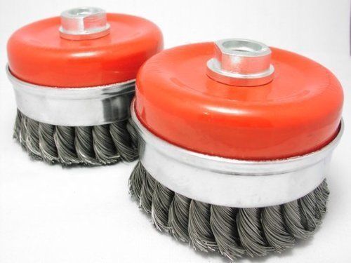 2x 4&#034; Bridle Knot Cup Brush 5/8-11nc angle grinder wire