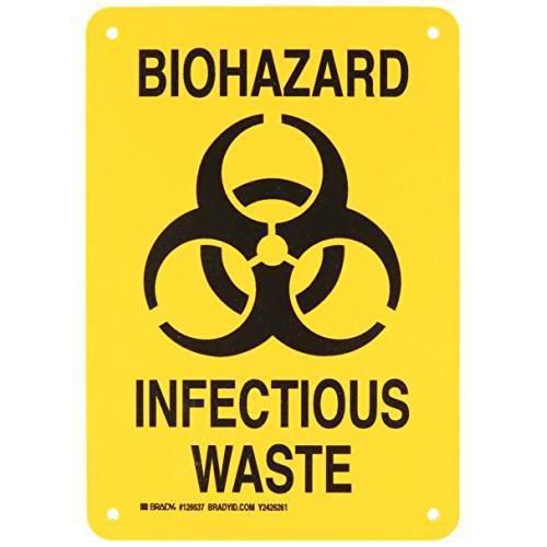 Brady 126637 Biohazard Sign, Legend &#034;Biohazard Infectious Waste&#034;, 10&#034; Height,