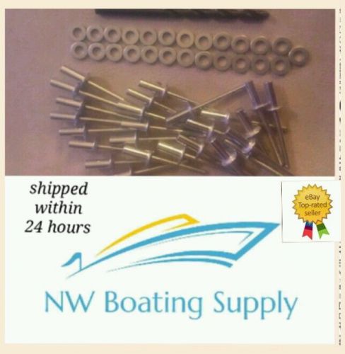 Aluminum boat hull repair kit for leaking boat 40 rivets 40 washers #11drill bit