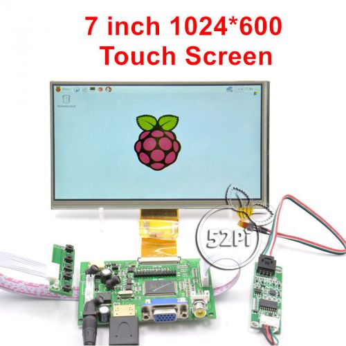 7&#034; inch 1024*600 LCD Display for Raspberry Pi HDMI+VGA+Driver Board+Touch Screen