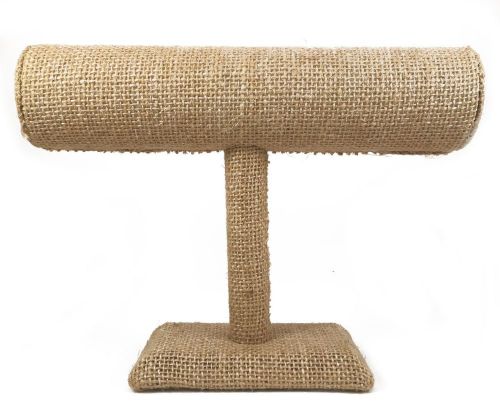 BURLAP T-BAR  BRACELET BANGLE JEWELRY DISPLAY STAND - 8.75&#034;