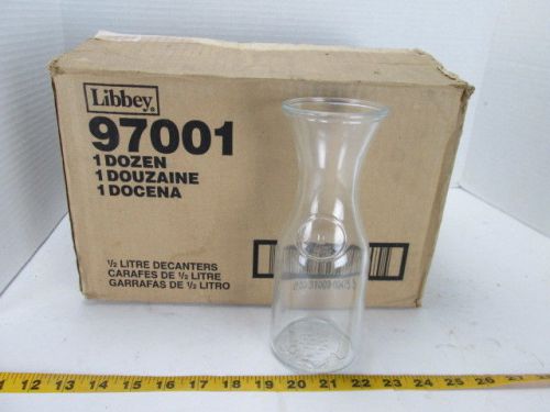Case of 12 Libby 1/2 Liter Glass Decanters 97001 Carafe Litre Leaf on Bottom S