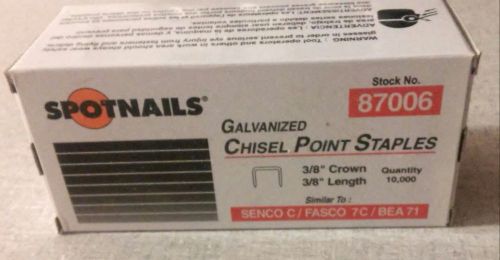 Staples 10,000 NEW  Galvanized 22 Gauge 3/8&#034; crown x 3/8&#034; long Upholstery