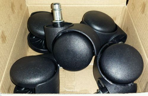 Office chair replacement casters set of 5 standard 7/16&#034; stem diameter poly for sale