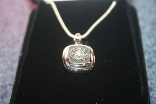 TheFireStore: Fire Rescue Pendent &amp; Chain, Sterling Silver, 18&#034; Chain