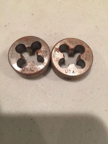 (2) 3/8-24 NF ACE HANSON Round DIE HIGH CARBON STEEL 2 PCS