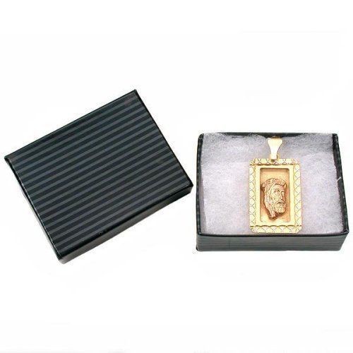 100 Black Stripe Cotton Filled Jewelry Gift Ring Earring Box 2 1/8&#034;