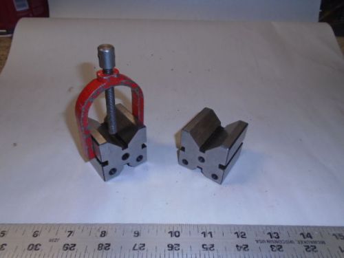 MACHINIST TOOLS LATHE MILL Machinist Lot of 2 V Block s and Clamp