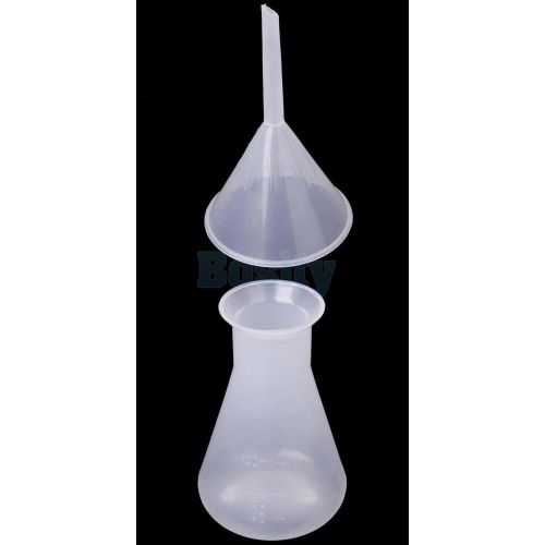 Laboratory chemical conical flask container bottle 100ml + funnel liquid measure for sale