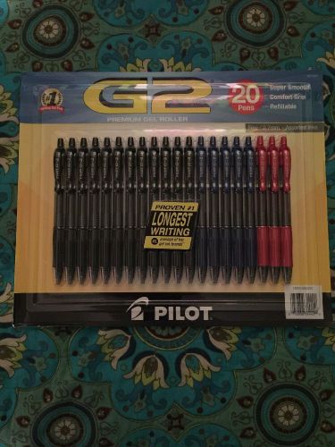 New Pilot G2 Premium Gel Roller Fine 0.7mm Super Smooth Black Blue Red  20 Pens