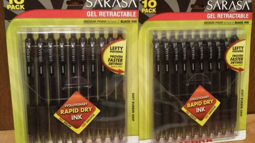 Lot of 2 Sarasa Zebra 10 Packs Gel Retractable Pens 0.7mm Medium Black Rapid Dry