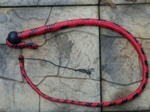 RED Leather Flogger Signal WHIP - LONG HORSE TRAINER