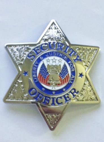 New Security Officer Badge, 6 Point Star Nickel Finish, Police, Sheriff, CHP