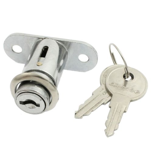 Silver Tone Metal Sliding Door Showcase Cylinder Plunger Lock with 2 Keys HP