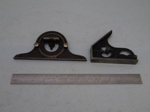 Brown and Sharpe No.4 Combo Square protractor and right angle heads #1