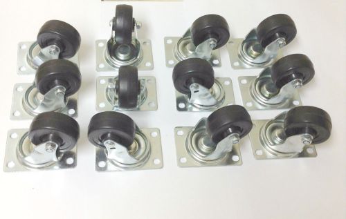 (24) Heavy Duty 2.5&#034; Swivel Caster Wheels Rubber Base with Top Plate &amp; Bearing