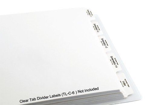 11x17 5-Tabbed Dividers with No Holes, Pack of 50, White (591805)