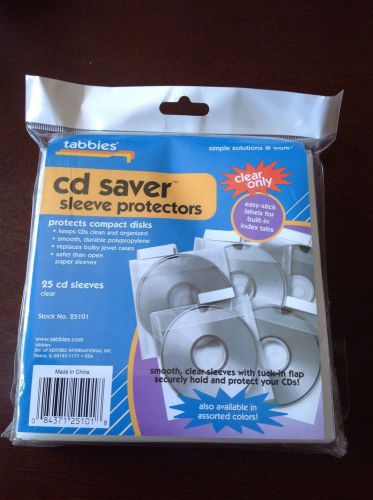 Tabbies Clear CD Saver Sleeve Protectors 25 Pack 084371251018 UNOPENED