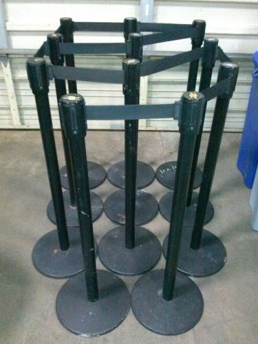 11 - Tensabarrier Stanchion Post Belt Black Heavy Base Receiver 38&#034; Tall - USED