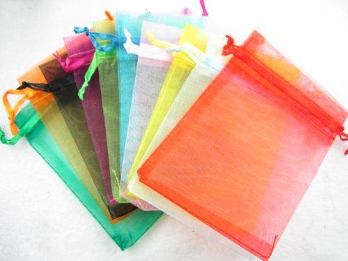 HOUSWEETY 100pc 5x7 Inches Organza Mixed Colors Jewelry Pouch Bags Display