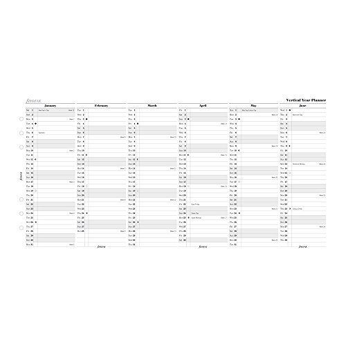 Filofax Full Year Vertical Planner Refill for 2016 A5 Size Yearly Calendar,