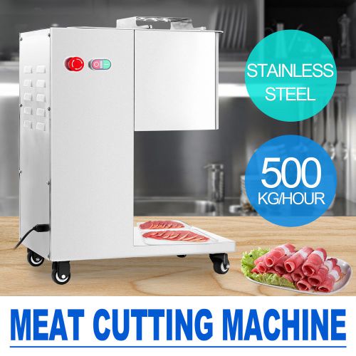 500Kg/H Stainless Meat Cutting Machine w/ Pulley Slicing Cutter Slicer Cutting