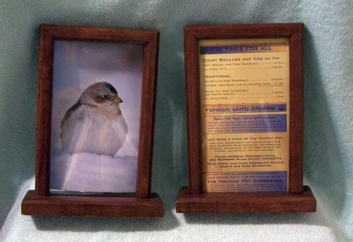 LOT OF 2 WOODEN TABLE PICTURE/MENU HOLDERS