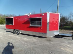 Concession trailer 8.5&#039; x 26&#039; red food event vending for sale