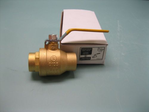 Lot (2) 1-1/2&#034; United 600# WOG Brass FP Solder 2116 Ball Valve NEW Z31 (2030)