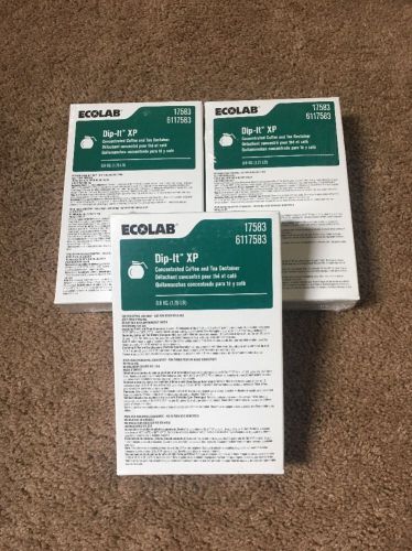 3 PKGS ECOLAB DIP IT XP 17583 INDUSTRIAL STRENGTH COFFEE TEA DESTAINER 1.75 LB