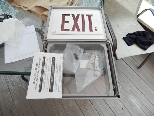 Hubbell  Damp Location #8330-H Exit Sign RED LED w/ Test Switch &amp; Battery Backup