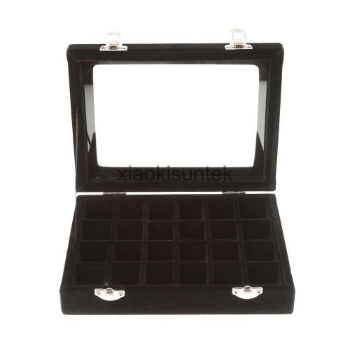 Luxury velvet necklace rings box jewelry nail art display storage box black for sale