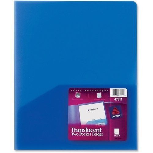 Avery Translucent Two Pocket Folder, Blue, 12 Folders (47811)