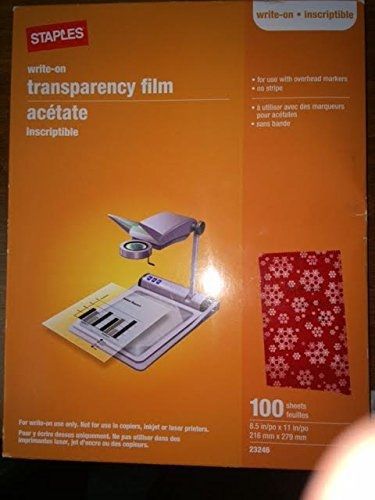 Staples 100 Pack Write-on Transparency Film