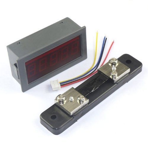 DROK® 50A Digital LED Amp Panel Current Meter+ Ammeter Shunt Resistor