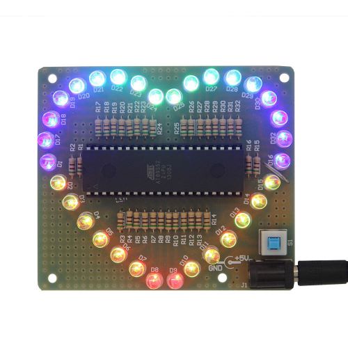 DIY Kit Love Heart shaped LED Colorful Light Water Electronic Suite Set