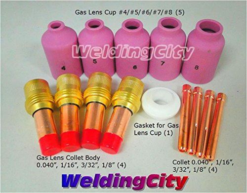 WeldingCity Accessory Kit Cup-Collet-Gas Lens-Gasket 040-1/16-3/32-1/8 for TI...