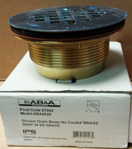 Ab&amp;a 37042 aba6520 no-caulk shower drain 2&#034; brass w/ ss snap-in grate strainer for sale