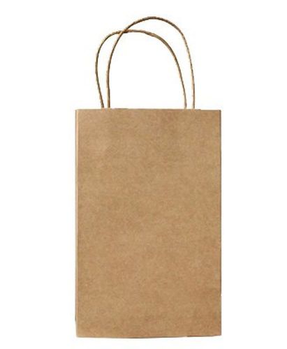 Halulu 100pcs 5.25x3.75x8 brown kraft paper retail shopping bags with rope ha... for sale