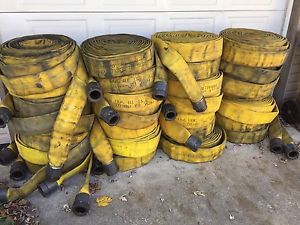 3&#034; Fire Hose, 50&#039; Sections W/ Pipe Threads, 24 Sections Available