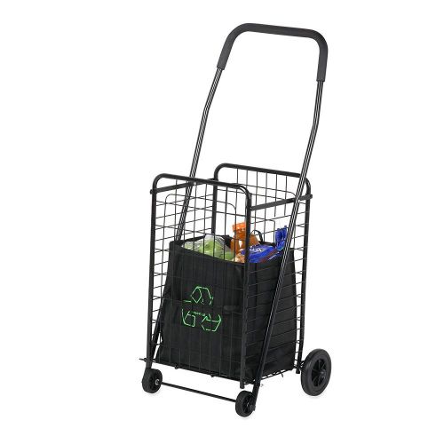 Home logic laundry cart  rolling basket grocery on wheels shopping folding 2 in1 for sale