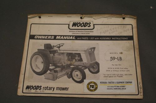 Woods model 59-lb rotary mower for ih 154 &amp; 185 cub loboy owner&#039;s manual for sale