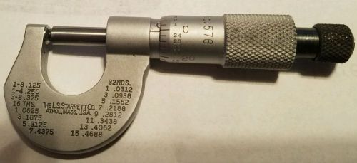 Starrett no. 576 rounded anvil micrometer , 0 -1/2&#034; , .001&#034; for sale