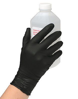 9&#034; powder-free black nitrile exam gloves - x-large (5 mil) (100 gloves) for sale
