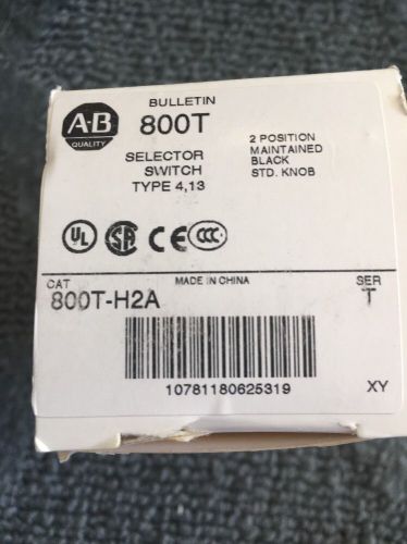 Allen Bradley 800T-H2A Ser T Type 4,13 Selector Switch 2 Position Black