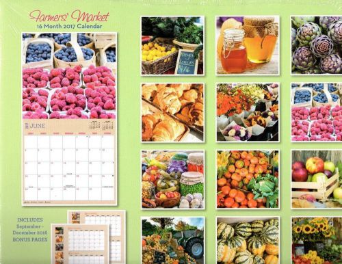 Annual 2017 vertical hanging 12 Monthly Wall Calendar Healthy Farmers Market